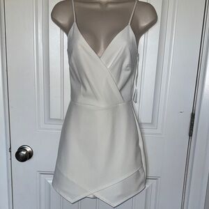 Blue Blush White Spaghetti Strap Romper